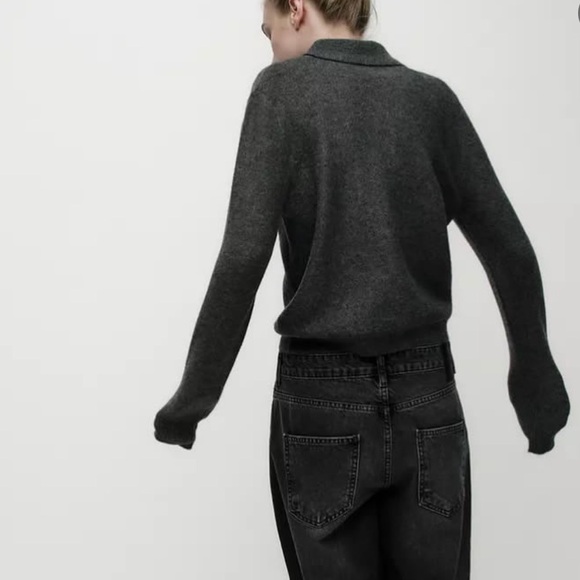 Zara NWT plain knit polo collar jacket 9325/001 - Picture 4 of 10